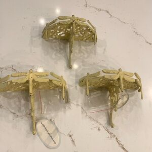 Dragonfly Wall Sconce’s Distressed Metal Set Of (3) 8” x 6” 3” NEW with tags.